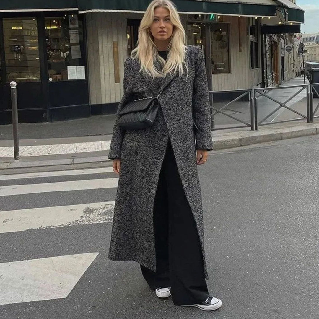 Dames Oversized Wollen Jas Lang Grijs Winterjas