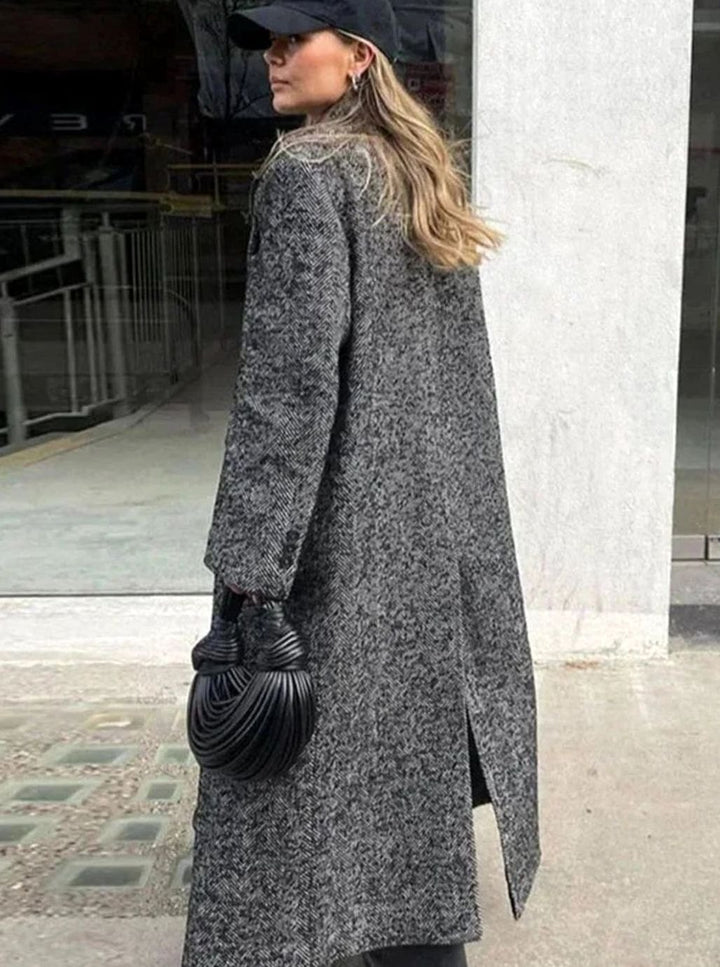 Dames Oversized Wollen Jas Lang Grijs Winterjas
