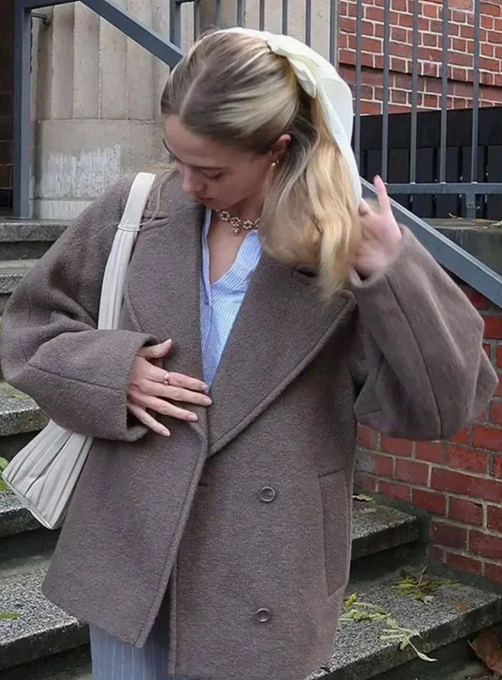 Dames Oversized Wollen Jas met Knoopsluiting