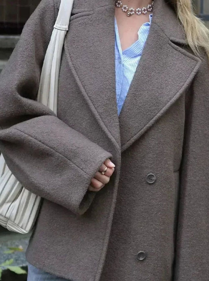 Dames Oversized Wollen Jas met Knoopsluiting