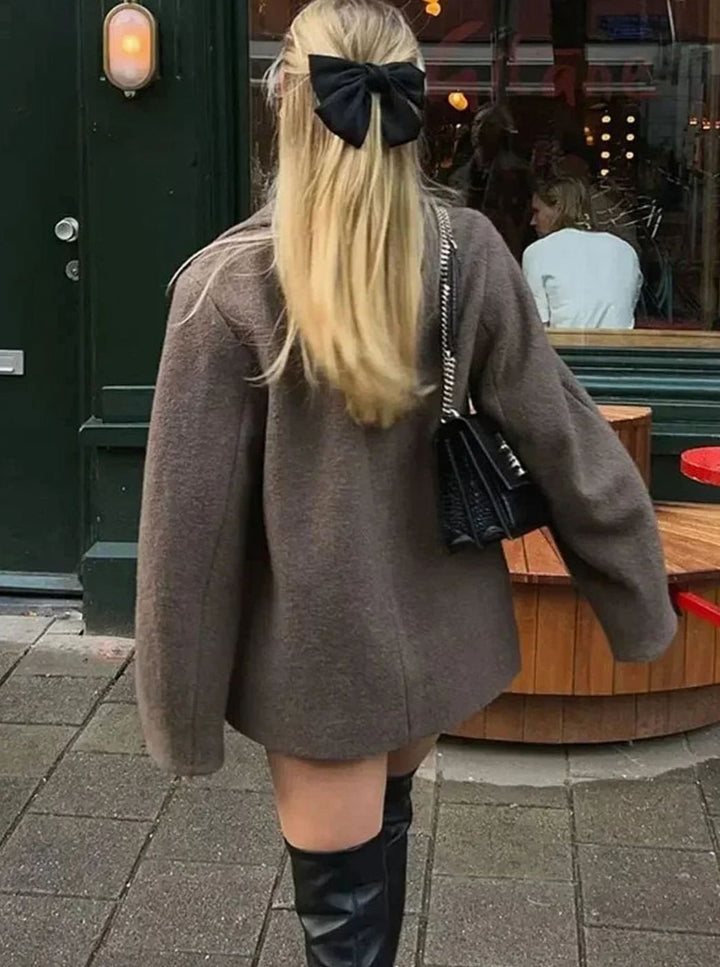 Dames Oversized Wollen Jas met Knoopsluiting