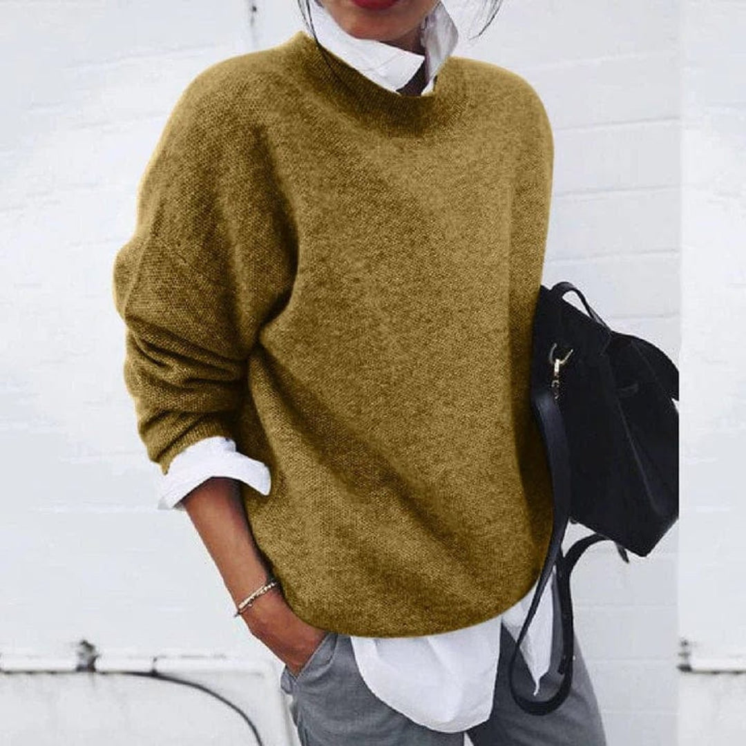 Dames Oversized Zachte Knit Sweater Ronde Hals Pullover - Khaki