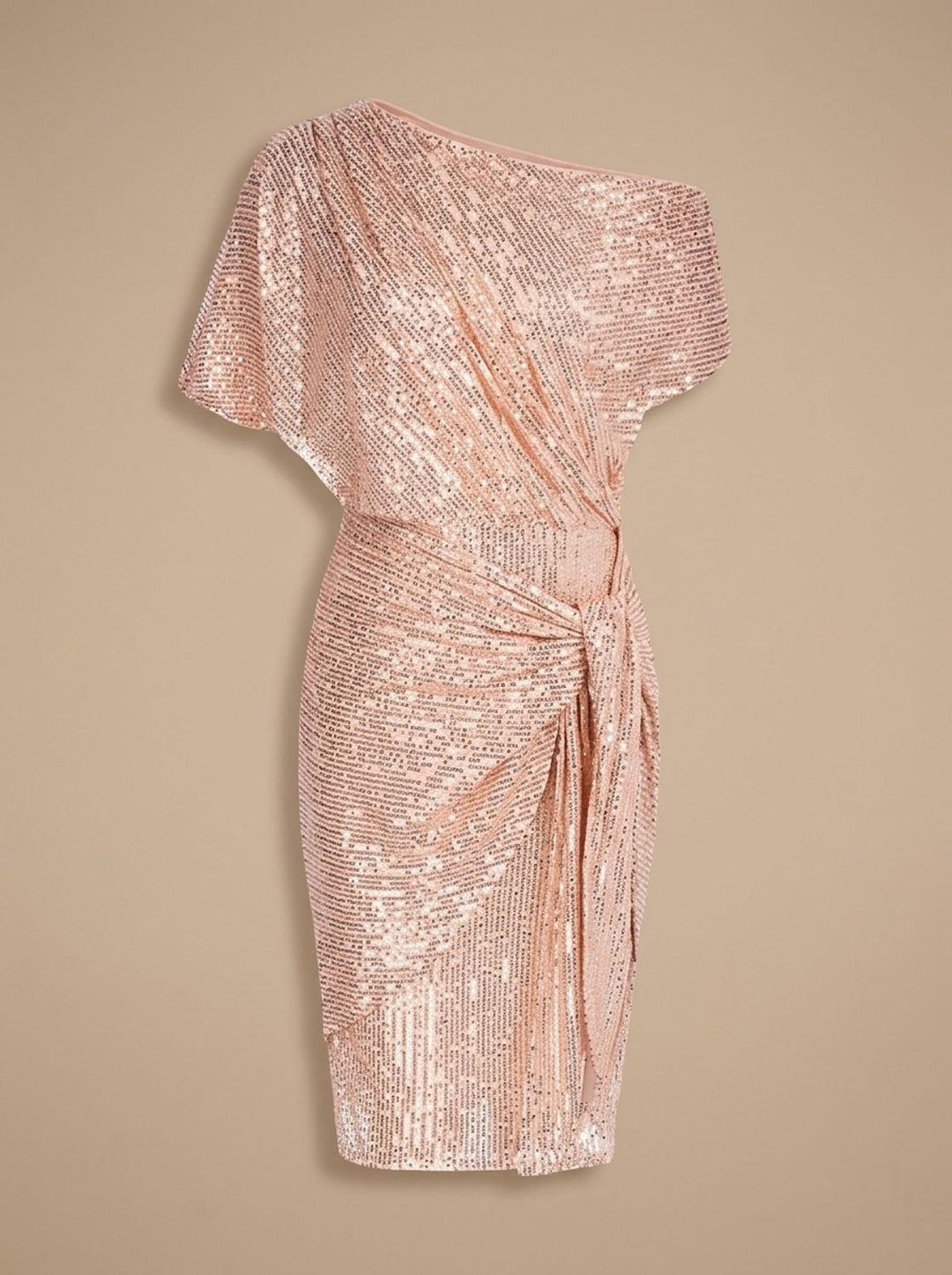 Dames Pailletten Feestjurk Figurvormende Off-Shoulder Midi - Lichtroze
