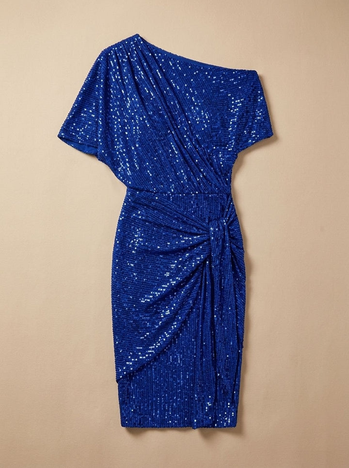 Dames Pailletten Feestjurk Figurvormende Off-Shoulder Midi