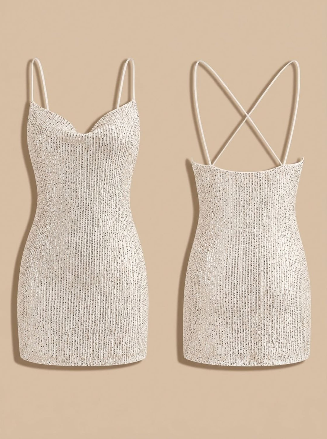 Dames Pailletten Feestjurk Mini Jurk Spaghettibandjes Aansluitend