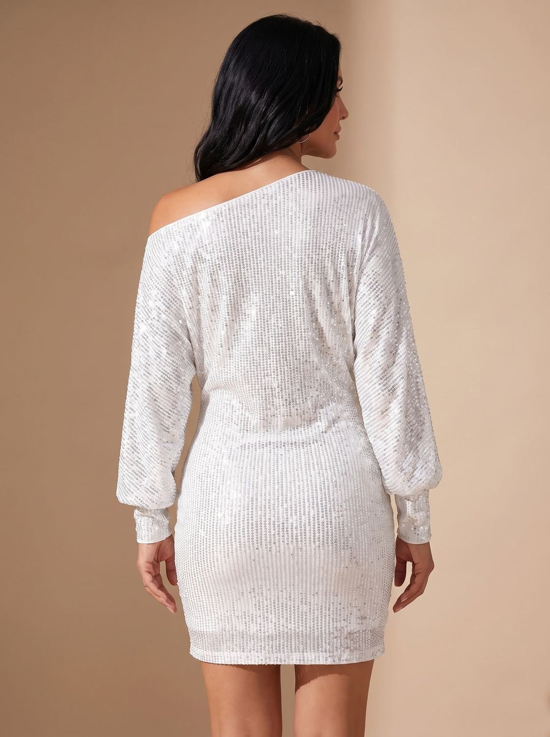 Dames Pailletten Mini-jurk met Off-Shoulder Halslijn