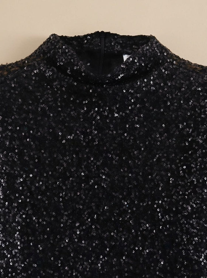 Dames Pailletten Mini Jurk Mouwloos Schoudervulling Glitter