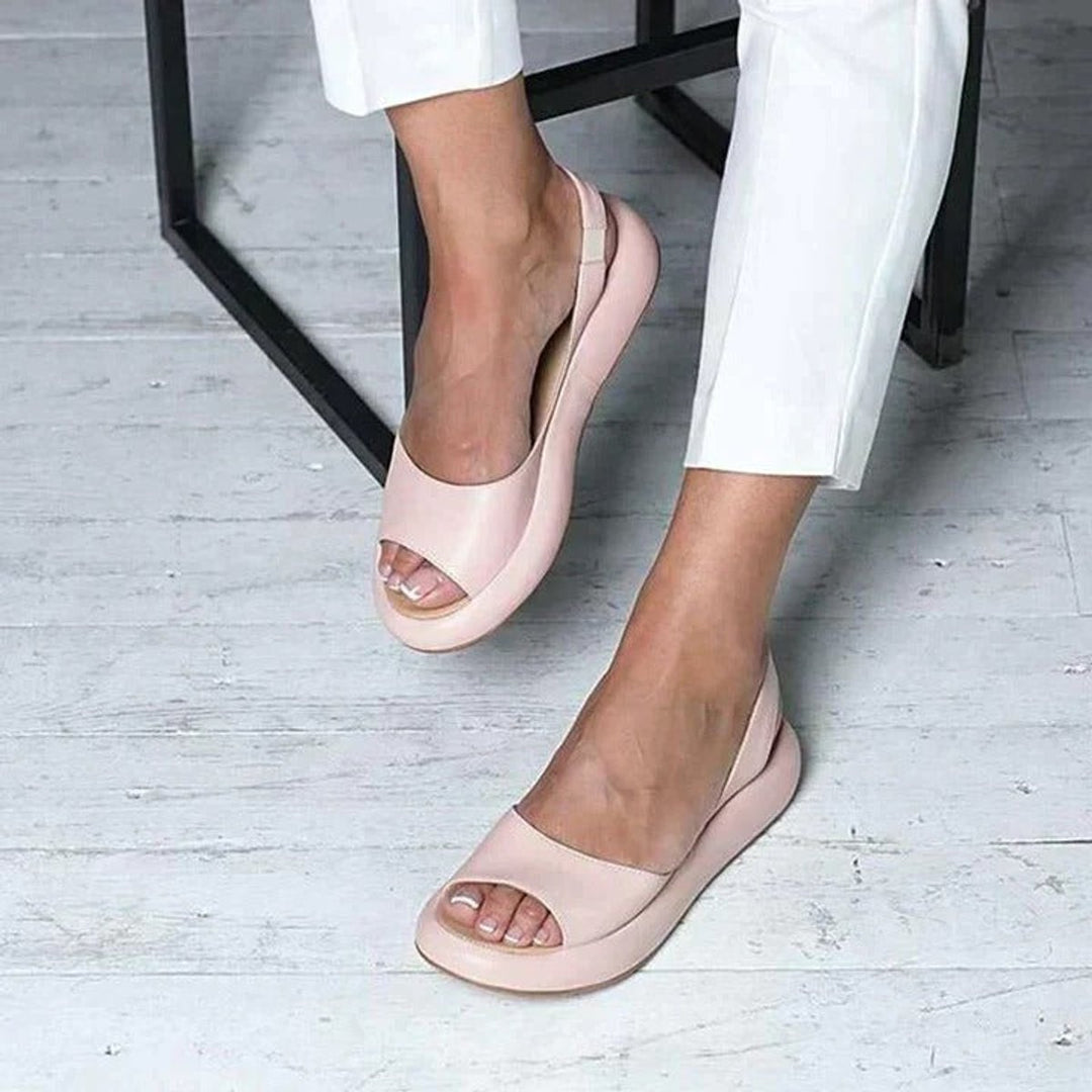 Dames Peep Toe Slingback Comfortabele Sandalen Zomer Plat - Pink