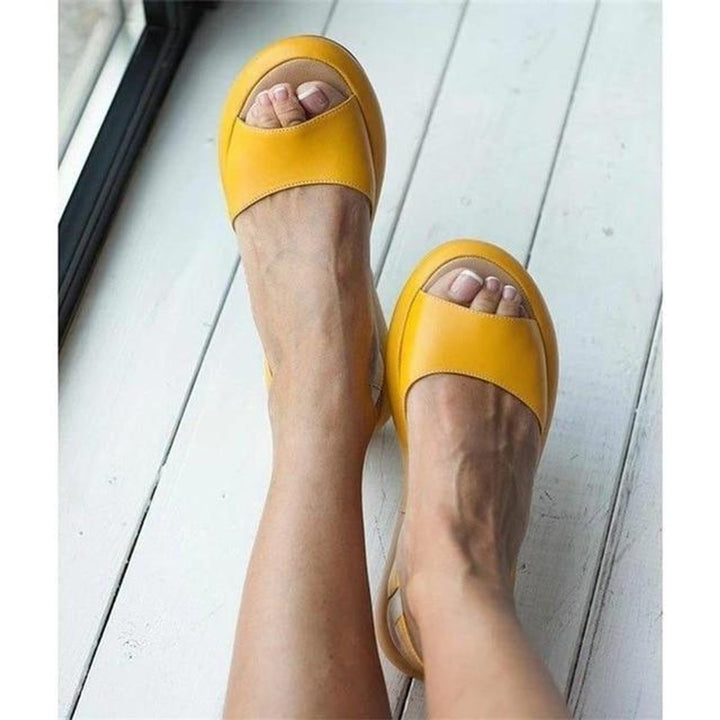 Dames Peep Toe Slingback Comfortabele Sandalen Zomer Plat - Yellow