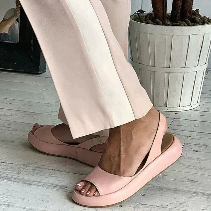 Dames Peep Toe Slingback Comfortabele Sandalen Zomer Plat