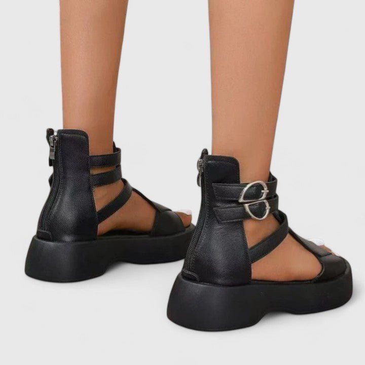 Dames Platform Gladiator Sandalen Dubbele Gesp Enkelband