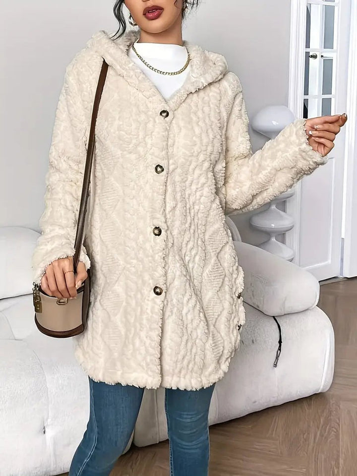Dames Pluche Gehooded Oversized Knoop Cardigan