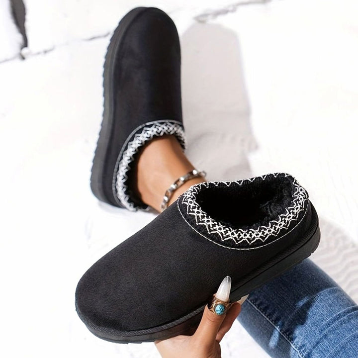 Dames Pluche Gevoerde Slip-On Winterslippers Boho Rand