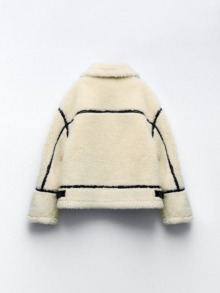Dames Puffer Jas Teddy Fleece Rits Oversized Winterjas