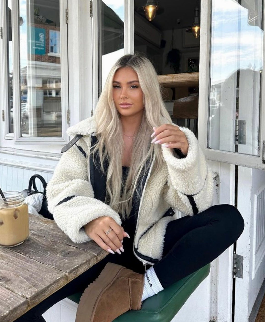 Dames Puffer Jas Teddy Fleece Ritssluiting Oversized Winterjas