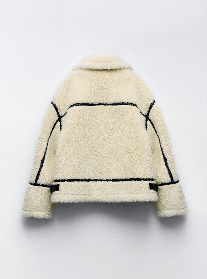 Dames Puffer Jas Teddy Fleece Ritssluiting Oversized Winterjas