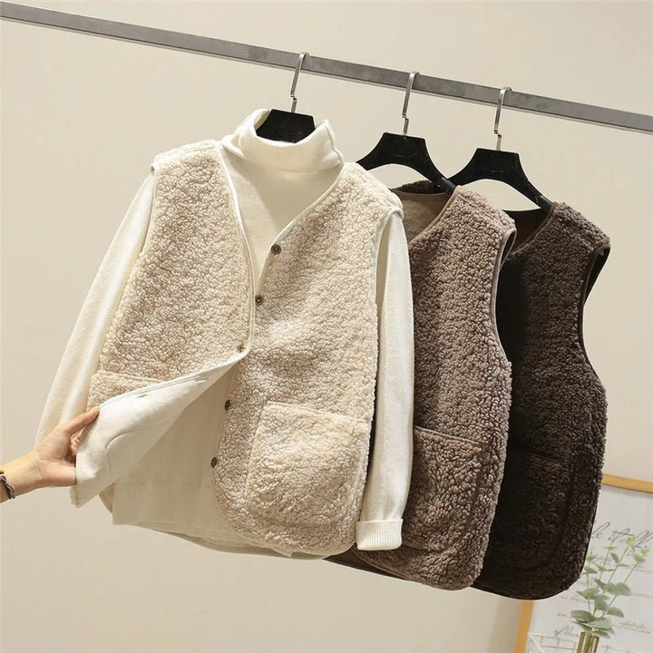 Dames Puffer Vest Teddy Fleece Mouwloze Gewatteerde Bodywarmer
