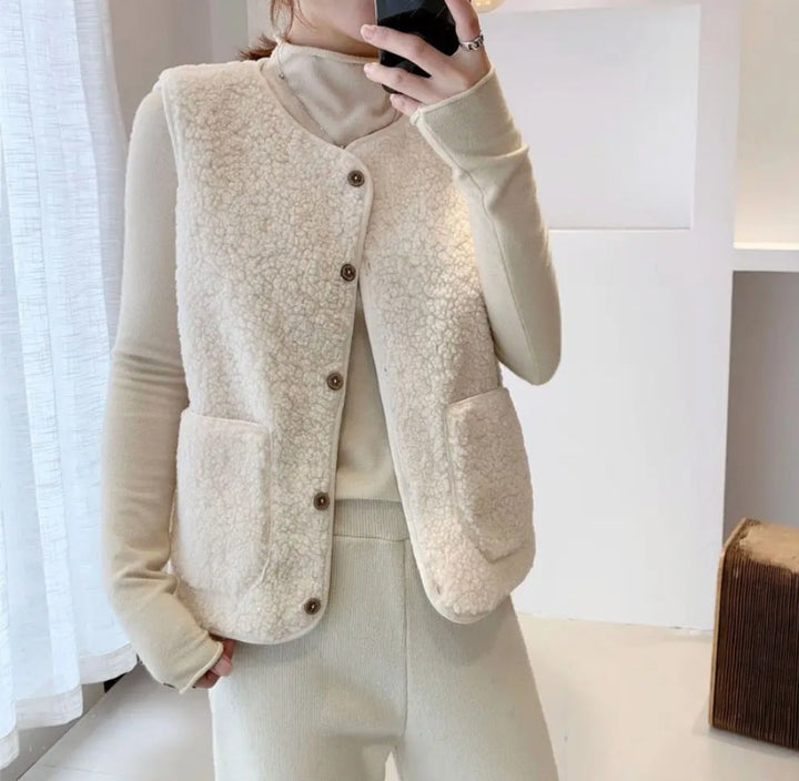 Dames Puffer Vest Teddy Fleece Mouwloze Gewatteerde Bodywarmer