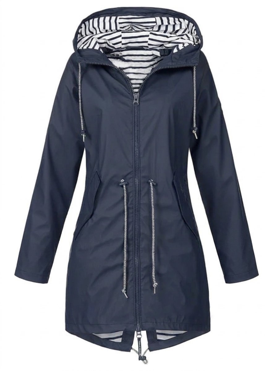Dames Regenjas Lichtgewicht Gevoerde Capuchon Damesjas - Blauw