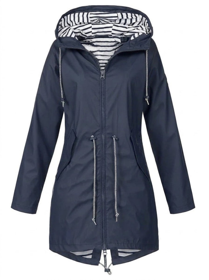 Dames Regenjas Lichtgewicht Gevoerde Capuchon Damesjas - Blauw
