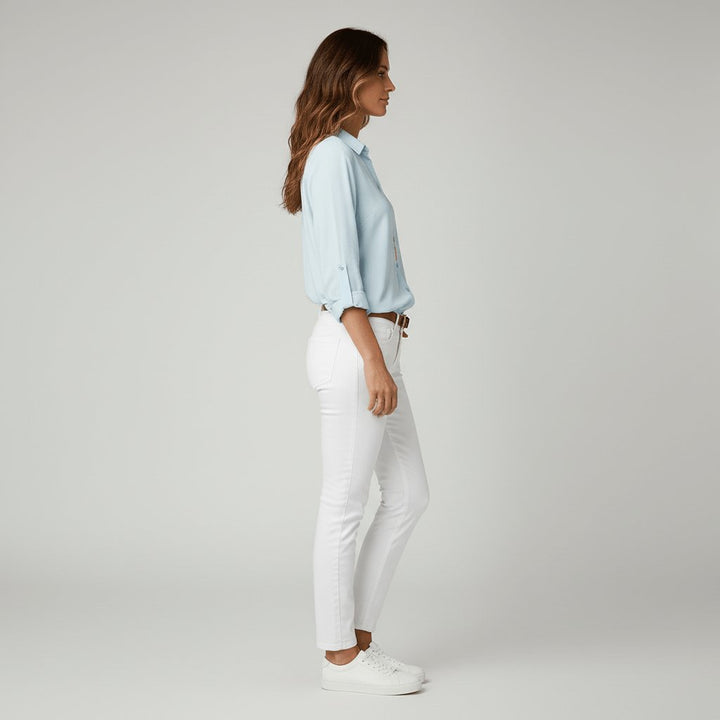 Dames Relaxed-Fit Knoopsluiting Overhemdkraag Blouse met Lange Mouwen