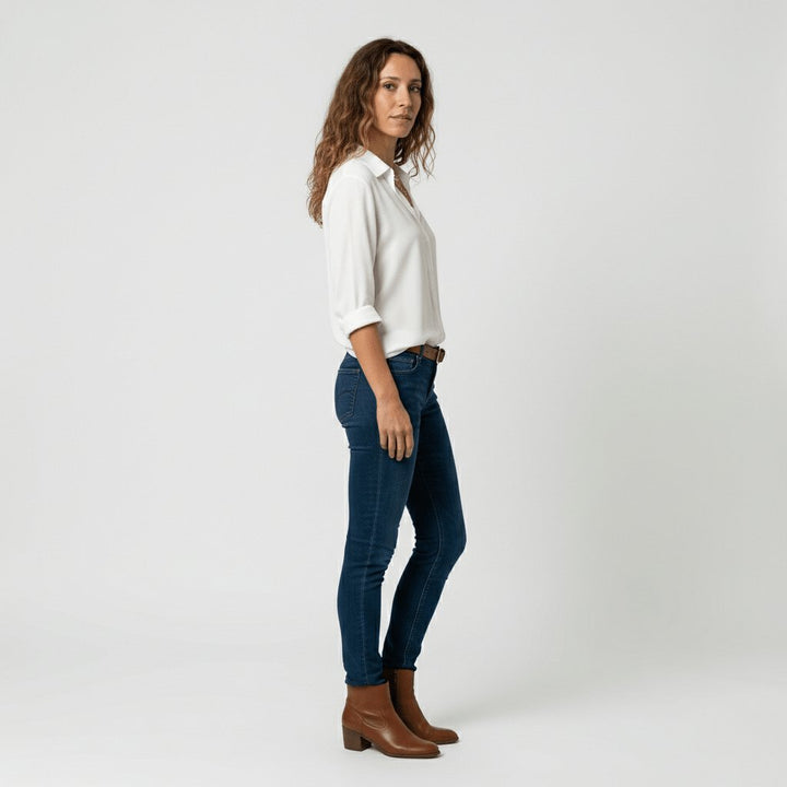 Dames Relaxed-Fit Knoopsluiting Overhemdkraag Blouse met Lange Mouwen
