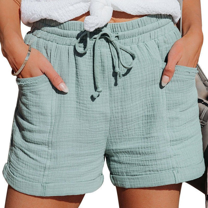 Dames Relaxed-Fit Linnen Short met Trekkoord - Turquoise