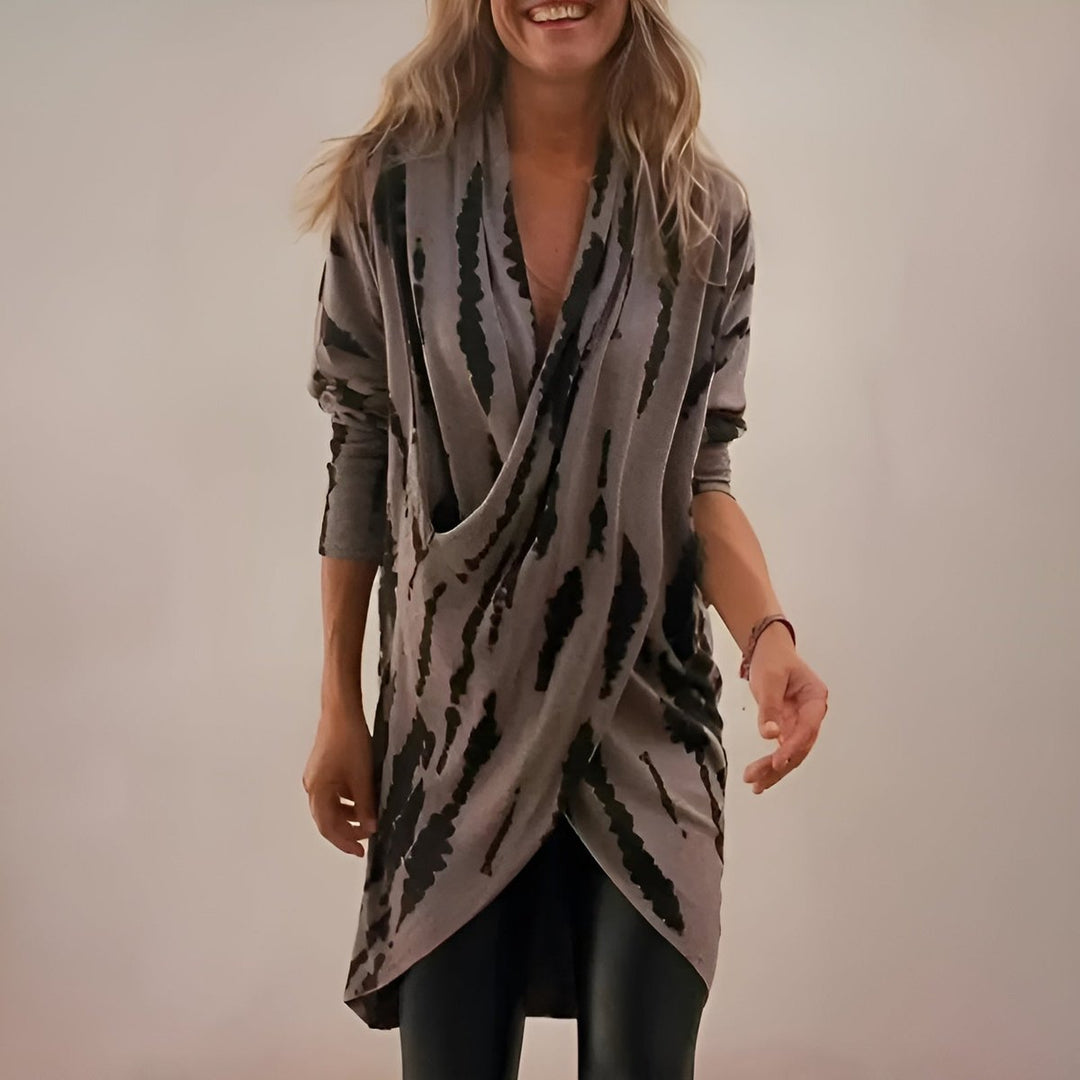 Dames Relaxed-Fit V-Hals Abstractprint Tunic