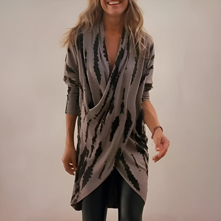 Dames Relaxed-Fit V-Hals Abstractprint Tunic
