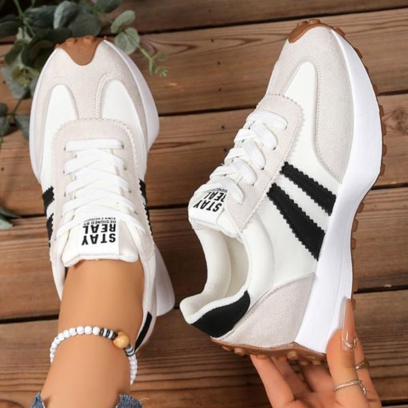 Dames Retro Platform Chunky Vetersneakers met Verhoogde Zool