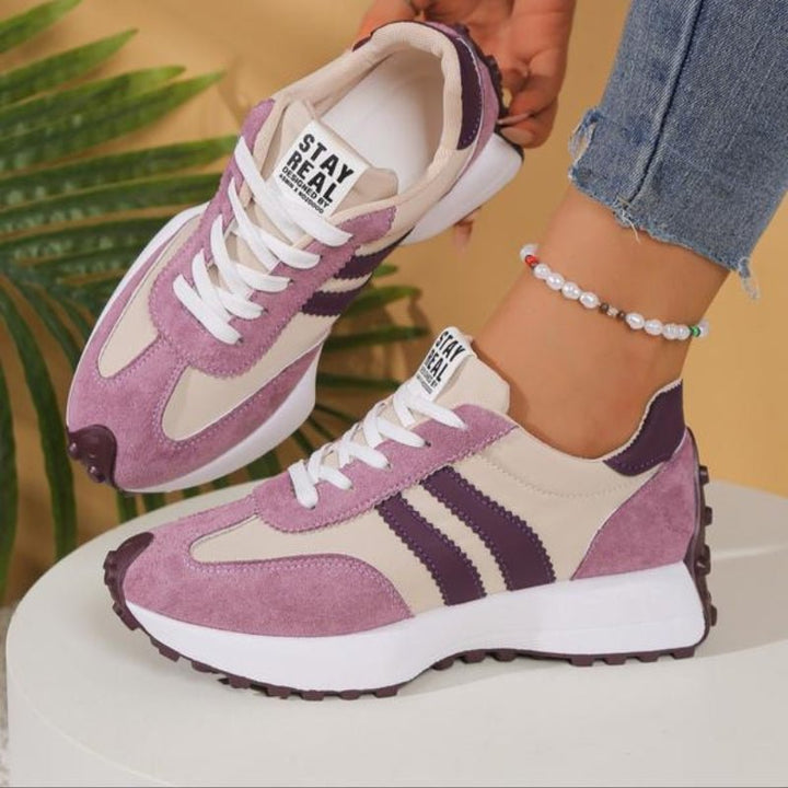 Dames Retro Platform Chunky Vetersneakers met Verhoogde Zool