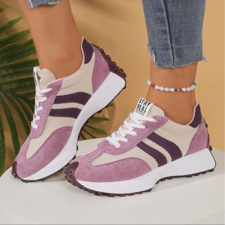 Dames Retro Platform Chunky Vetersneakers met Verhoogde Zool