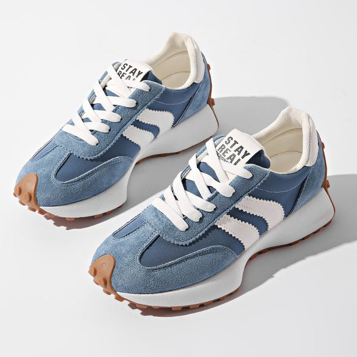 Dames Retro Platform Chunky Vetersneakers met Verhoogde Zool - Blue