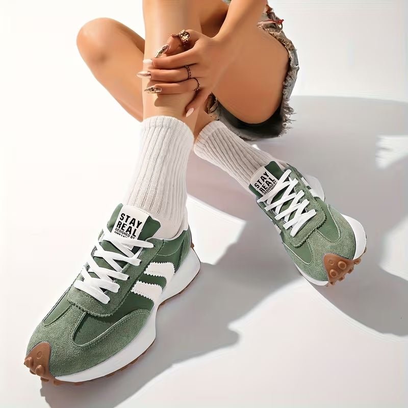 Dames Retro Platform Chunky Vetersneakers met Verhoogde Zool