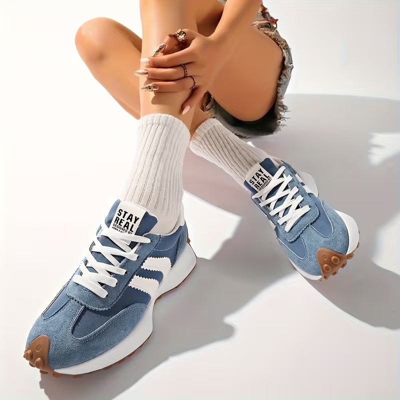 Dames Retro Platform Chunky Vetersneakers met Verhoogde Zool