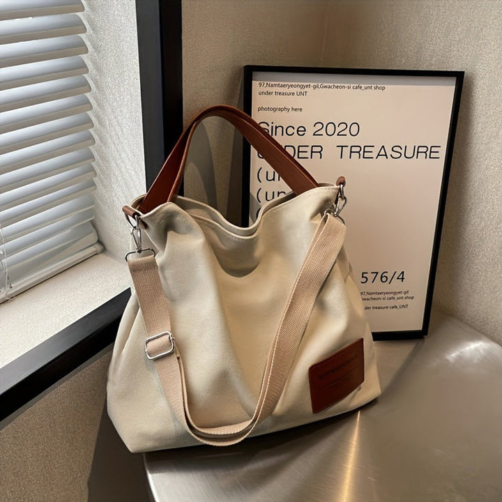 Dames Ruime Canvas Tote Bag Verstelbare Schouderriem