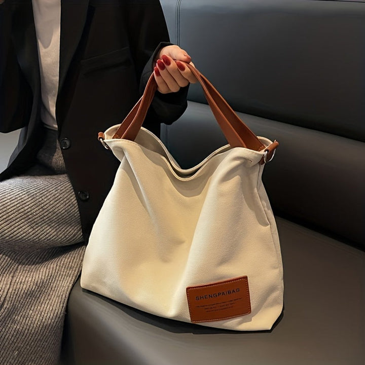 Dames Ruime Canvas Tote Bag Verstelbare Schouderriem
