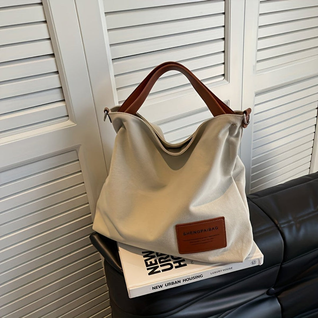 Dames Ruime Canvas Tote Bag Verstelbare Schouderriem