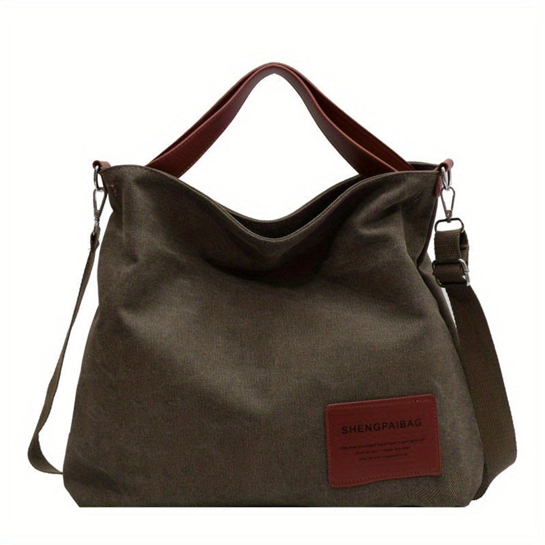 Dames Ruime Canvas Tote Bag Verstelbare Schouderriem