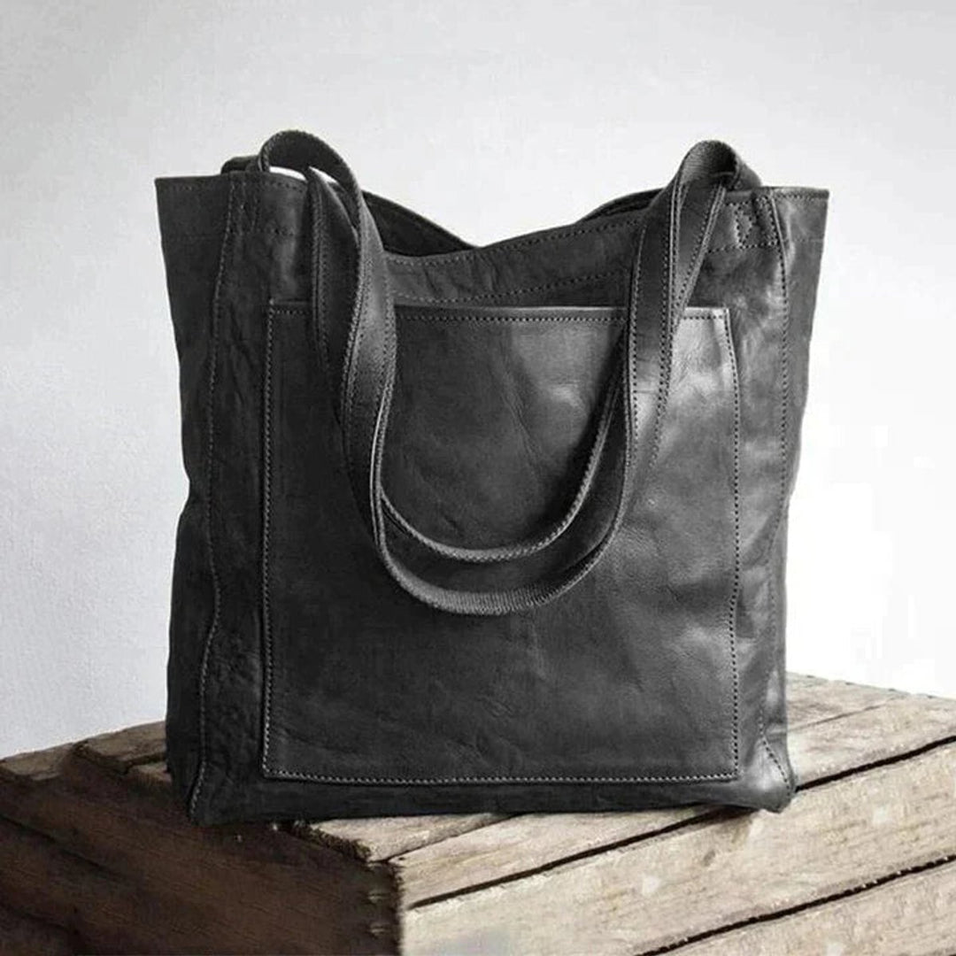 Dames Ruime Leren Tote Bag Klassiek Cognac - Schwarz