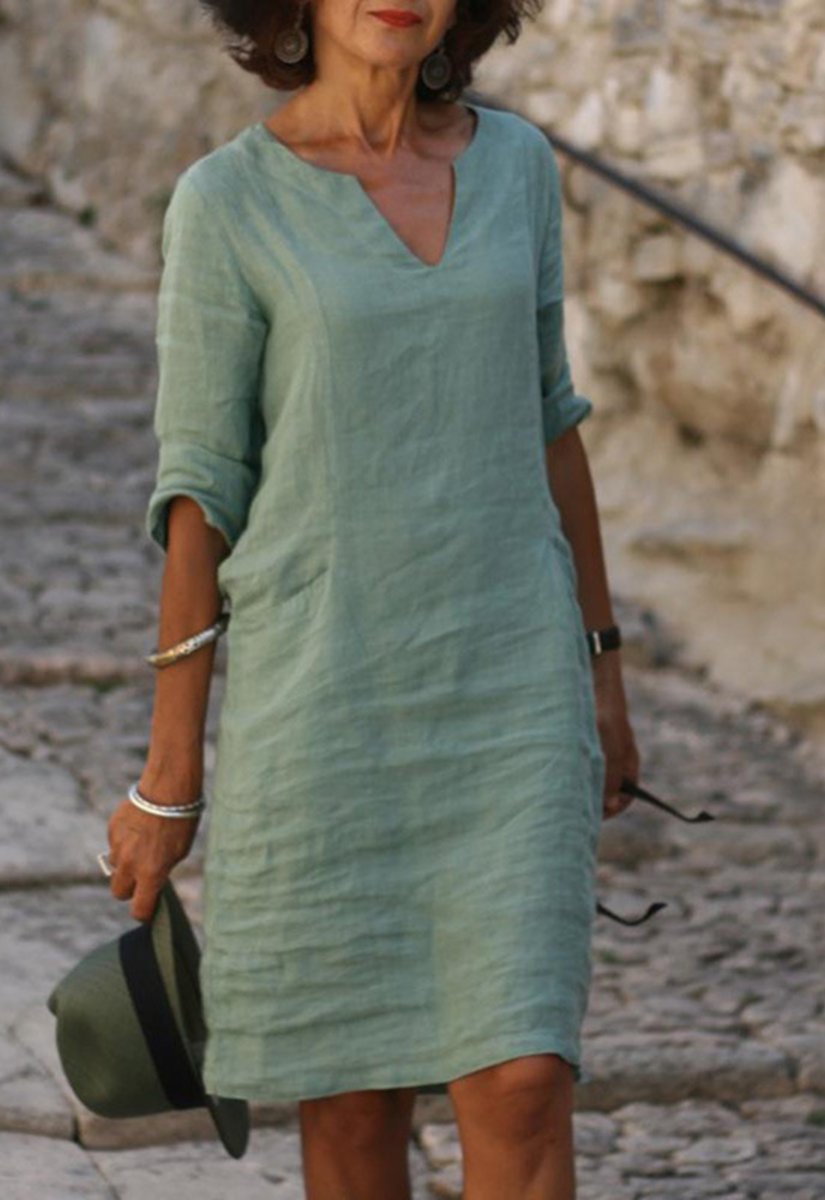 Dames Slankmakende V-hals Midi-jurk - Lichtgroen