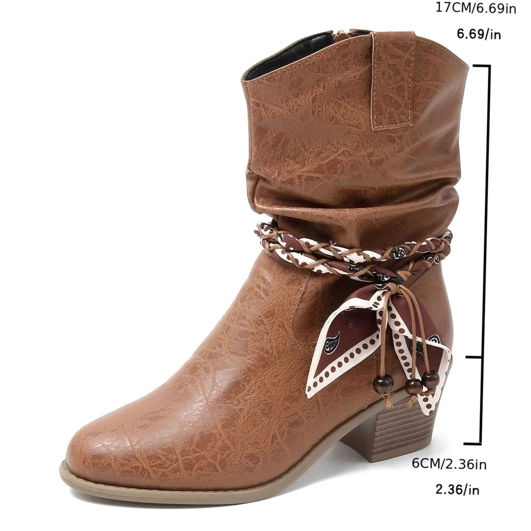 Dames Slouch Ankle Boots Western Stijl met Bandana Wikkeldetail