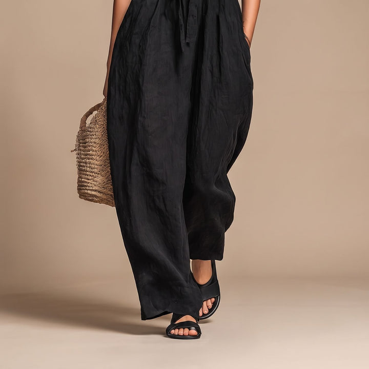 Dames Strapless Jumpsuit met Strikdetail en Wijde Pijpen