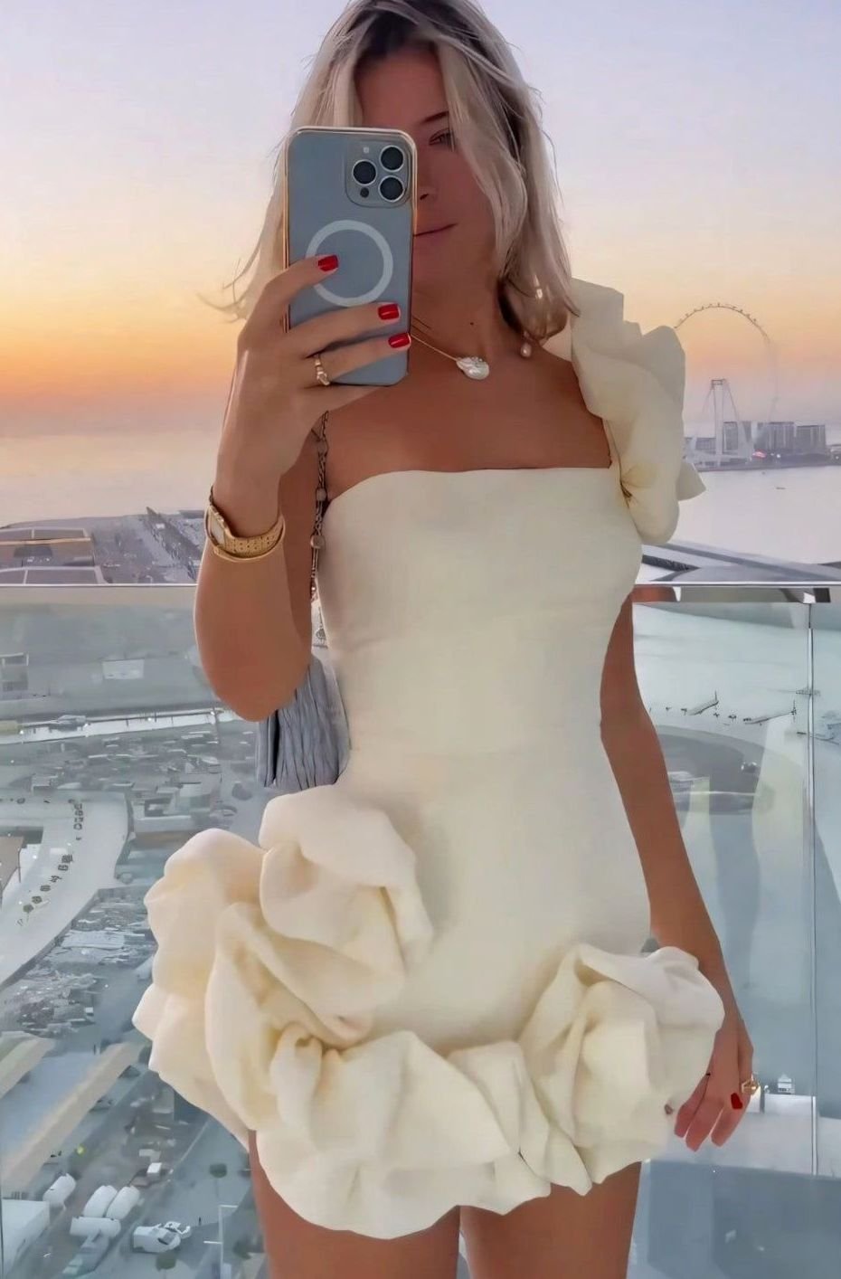 Dames Strapless Mini Cocktailjurk Driedimensionale Bloemenrok