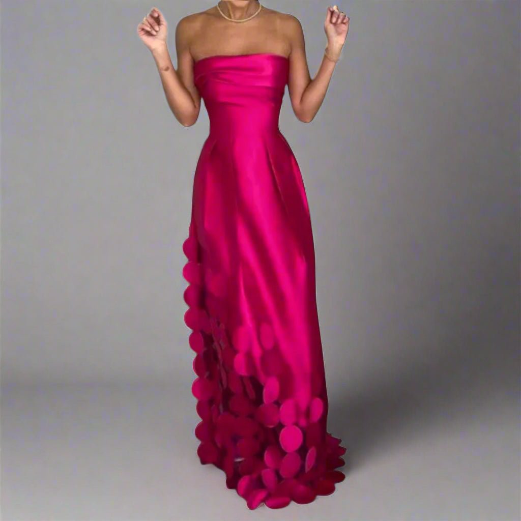 Dames Strapless Satijnen Maxi-jurk Decoratieve Cirkelrand