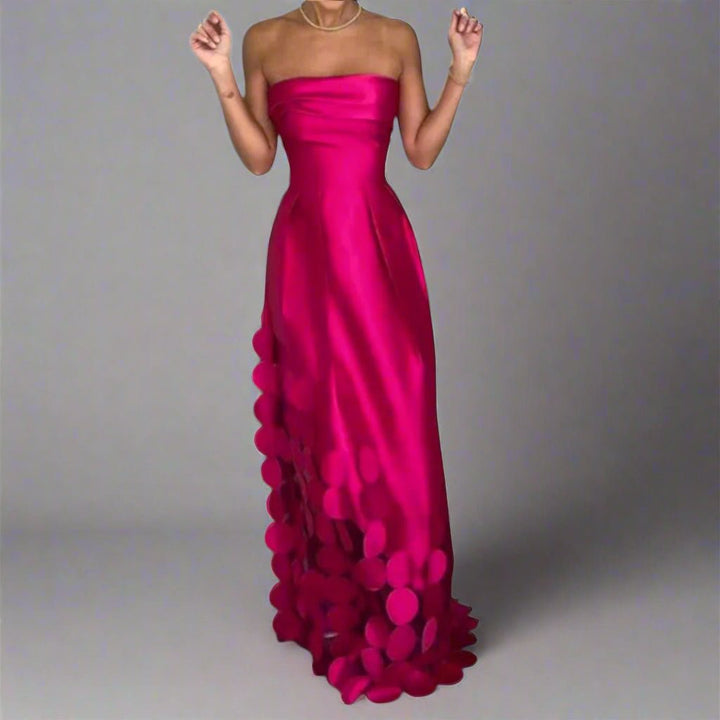 Dames Strapless Satijnen Maxi-jurk Decoratieve Cirkelrand