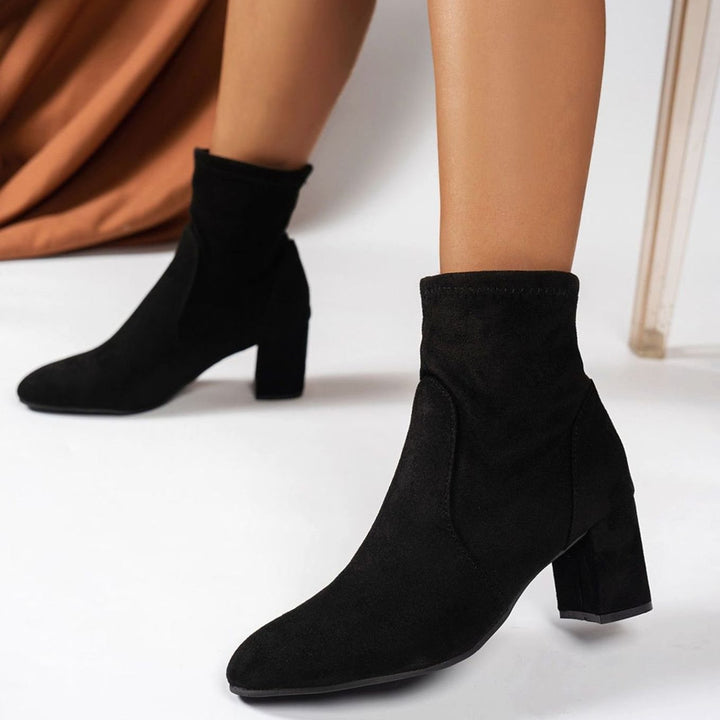 Dames Suède Ankle Boots met Blokhak en Gevoerde Binnenzool