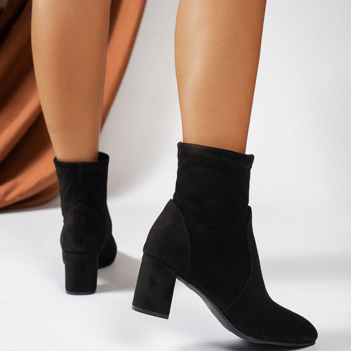 Dames Suède Ankle Boots met Blokhak en Gevoerde Binnenzool