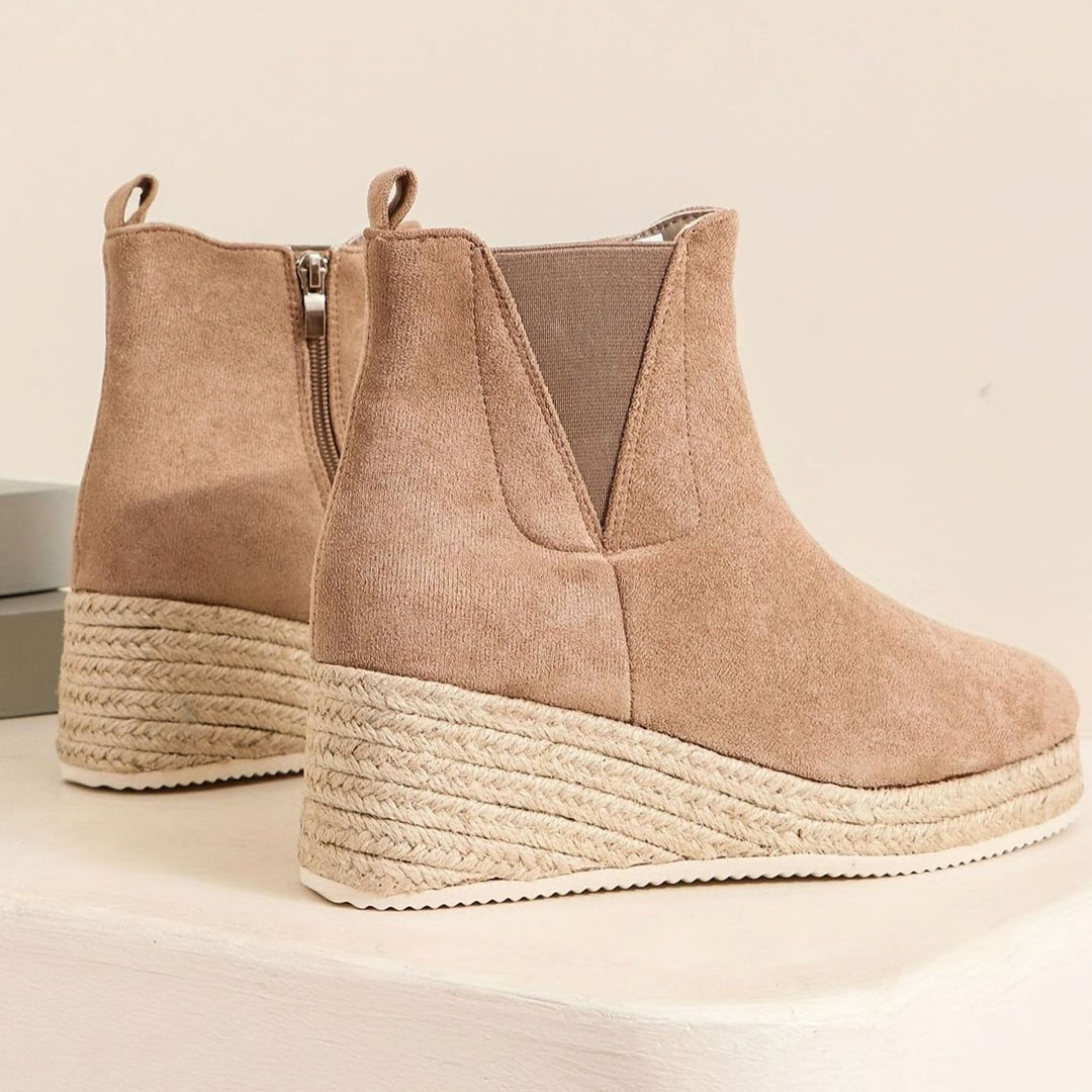 Dames Suède Chelsea Laarzen Espadrille Platformzool Rits