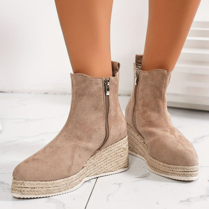 Dames Suède Chelsea Laarzen Espadrille Platformzool Rits